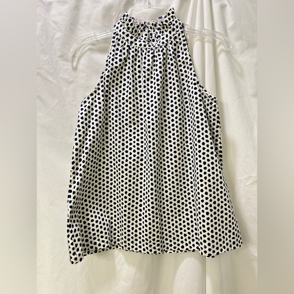 MICHELLE MASON Navy Dot Silk Blouse